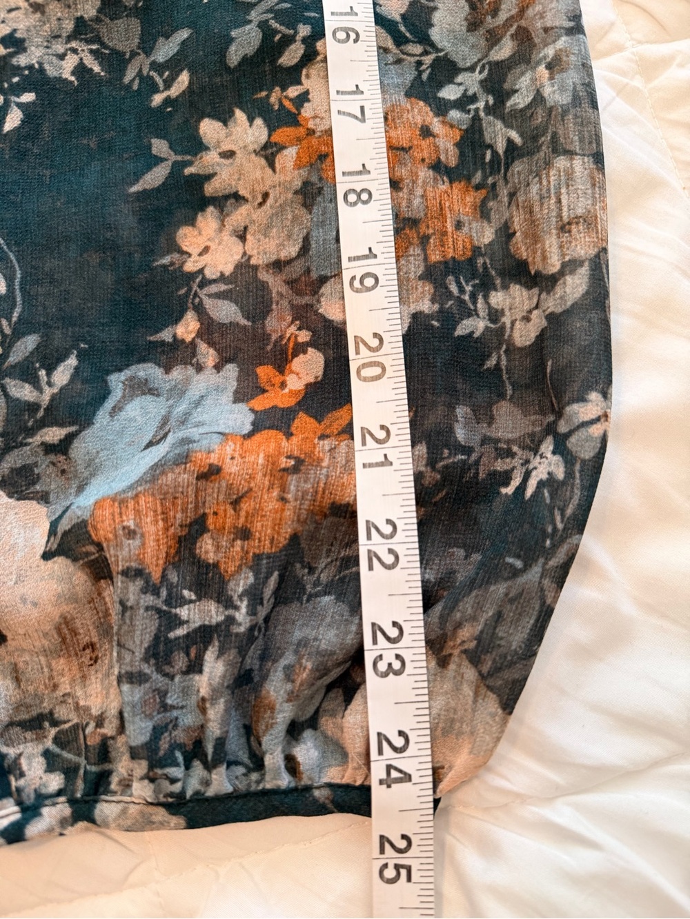 Calvin Klein Chiffon Floral Pleated V-Neck Blouse Green Orange - Size [XL]. EUC - Picture 10 of 11